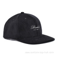 Black Corduroy Pre-Curved Baseball Cap